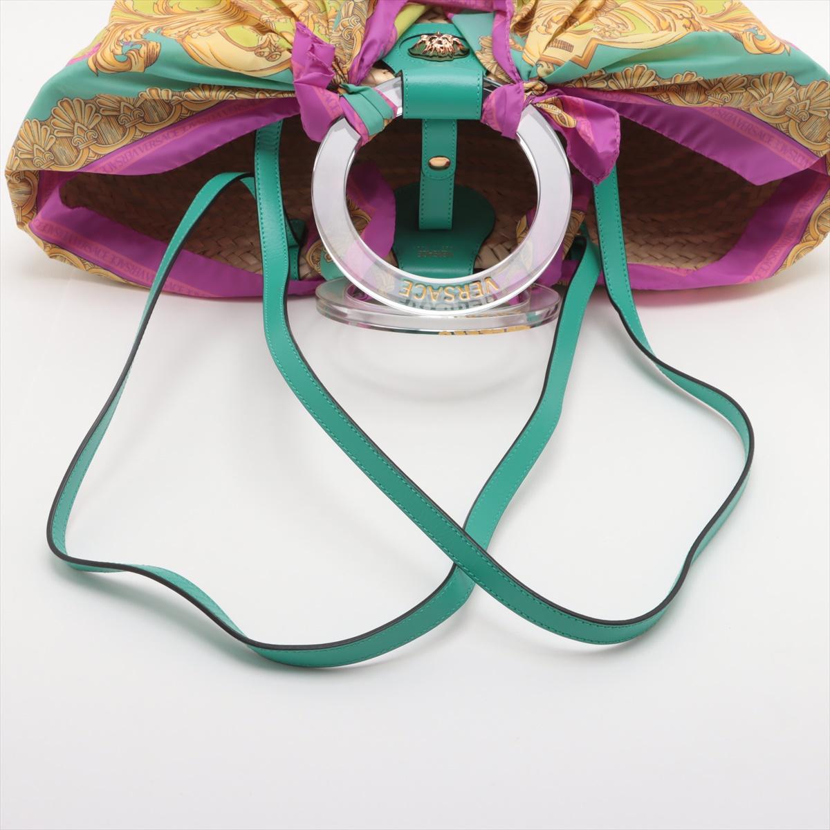 Versace La Medusa Basket Raffia Two-Way Handbag Multicolor 1