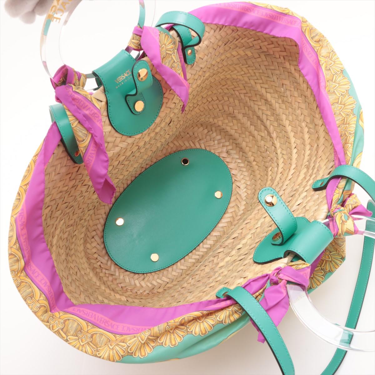 Versace La Medusa Basket Raffia Two-Way Handbag Multicolor 3