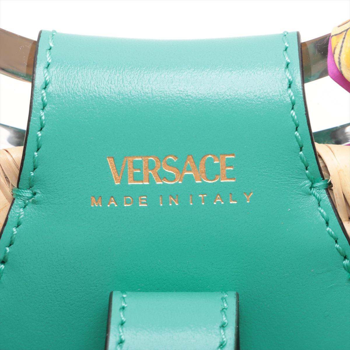 Versace La Medusa Basket Raffia Two-Way Handbag Multicolor 4