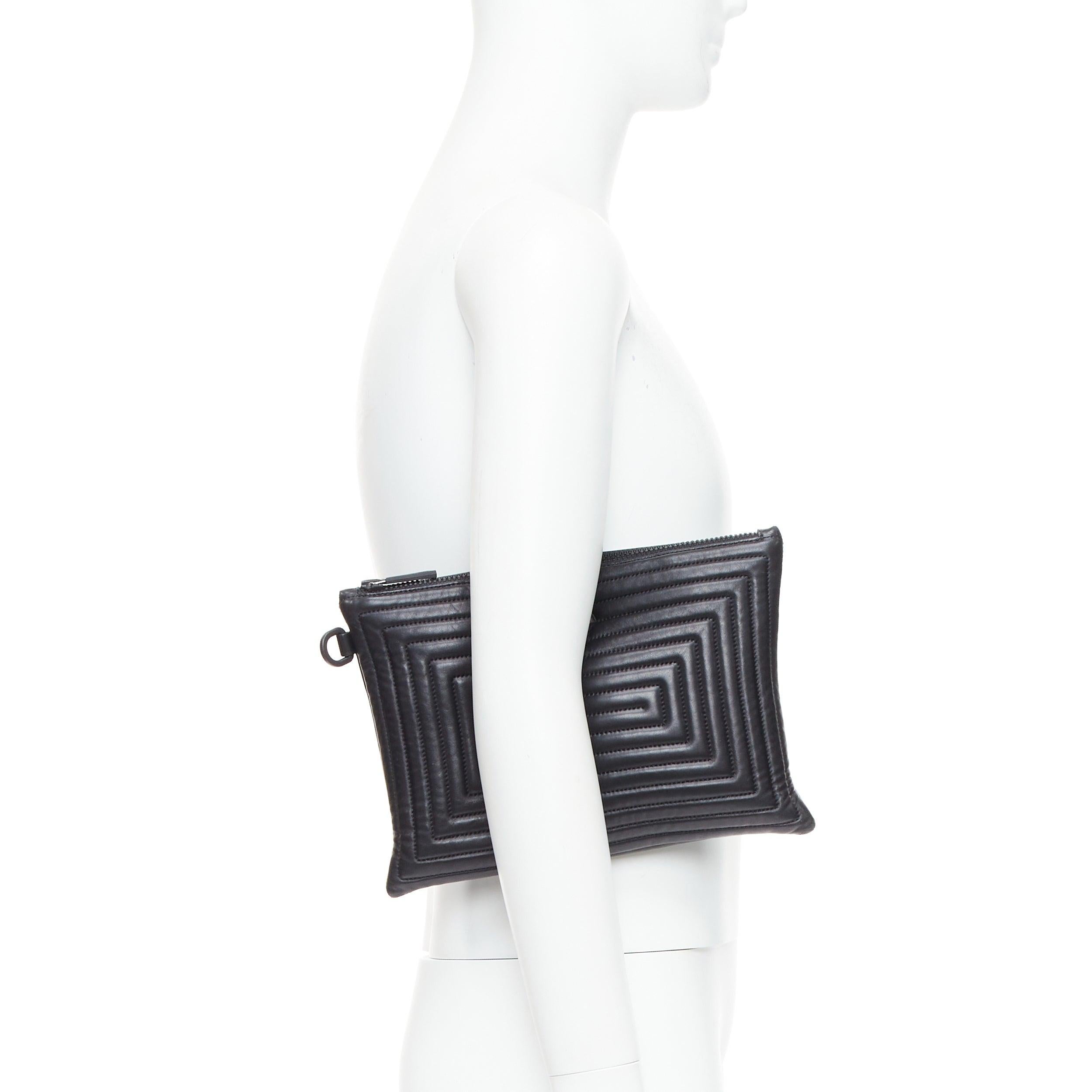 VERSACE La Medusa black quilted greca leather zip clutch bag
Reference: PRCG/A00079
Brand: Versace
Designer: Donatella Versace
Model: La Medusa
Material: Leather
Color: Black
Pattern: Solid
Closure: Zip
Lining: Black Fabric
Made in: