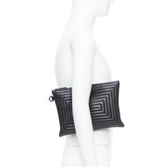 VERSACE La Medusa black quilted greca leather zip clutch bag