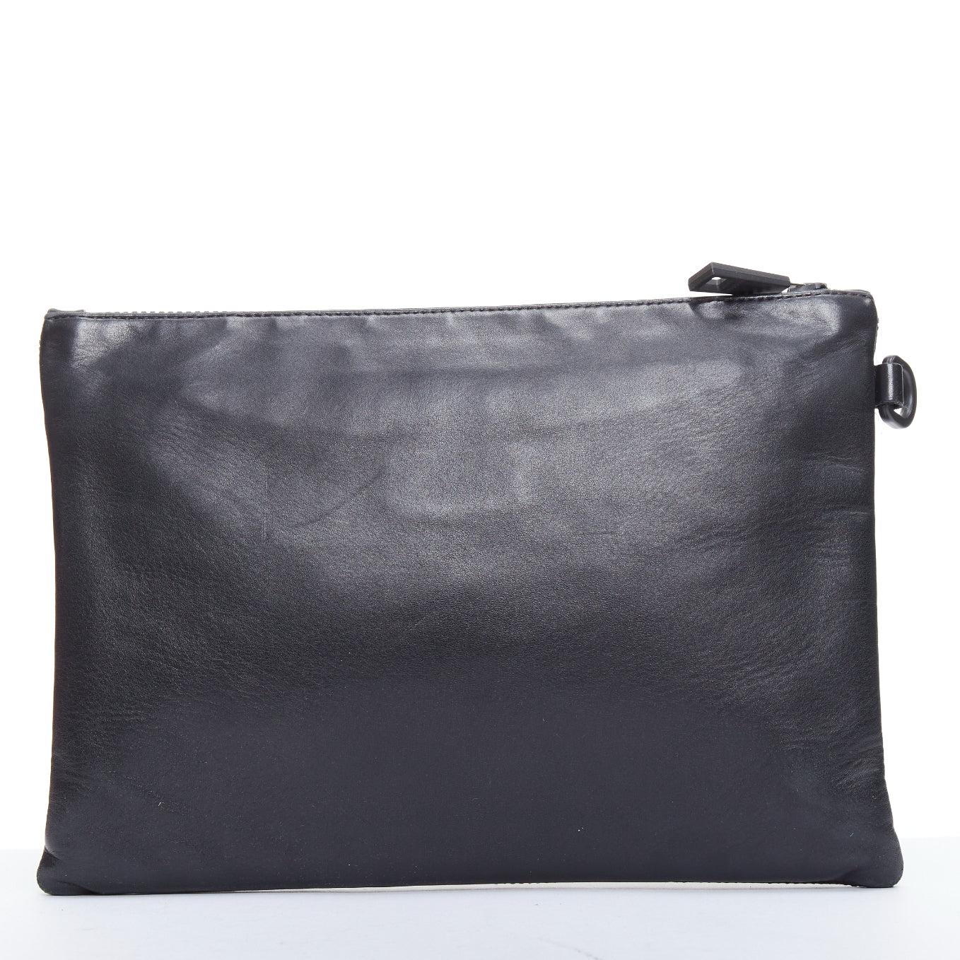 VERSACE La Medusa black quilted greca leather zip clutch bag In Good Condition In Hong Kong, NT
