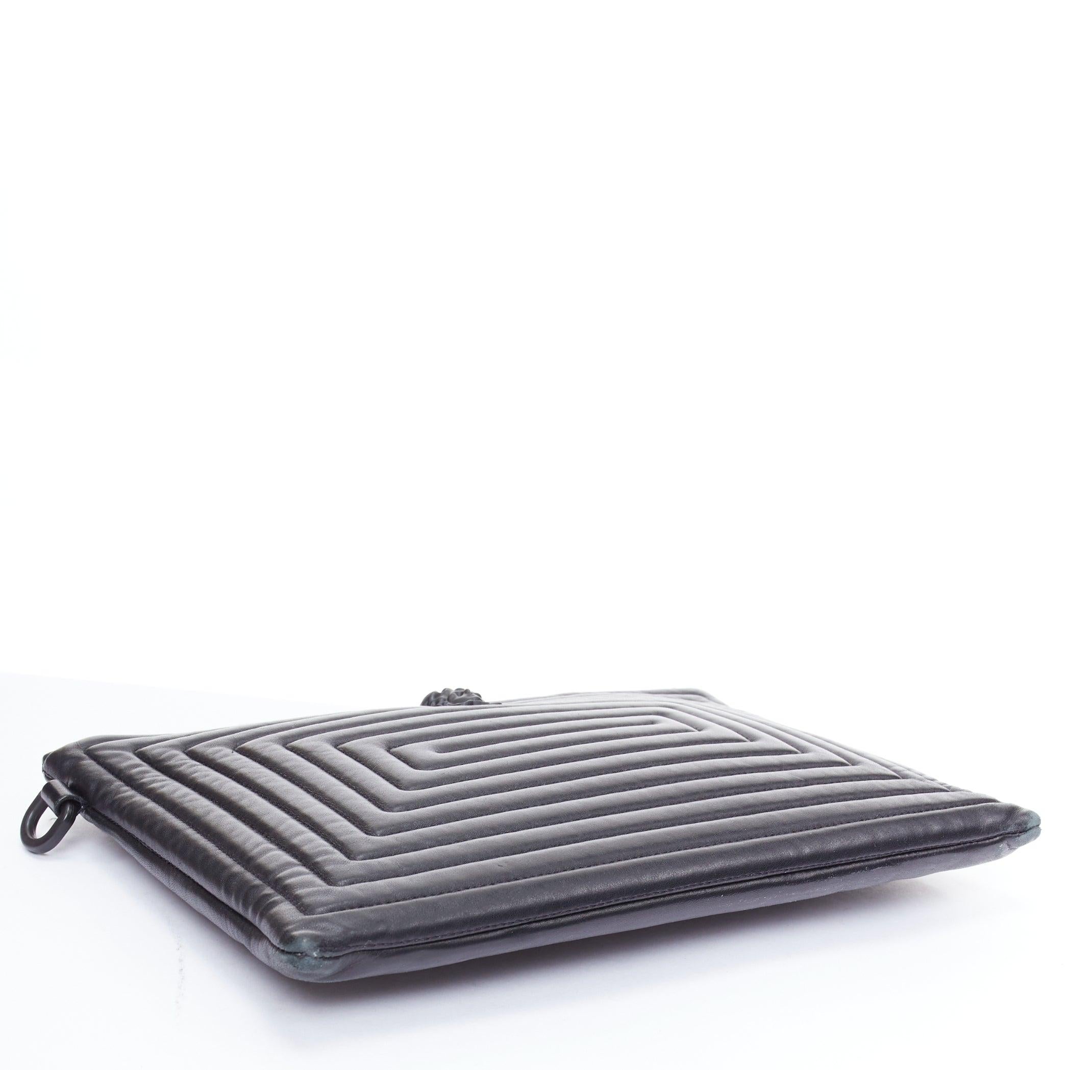 Men's VERSACE La Medusa black quilted greca leather zip clutch bag
