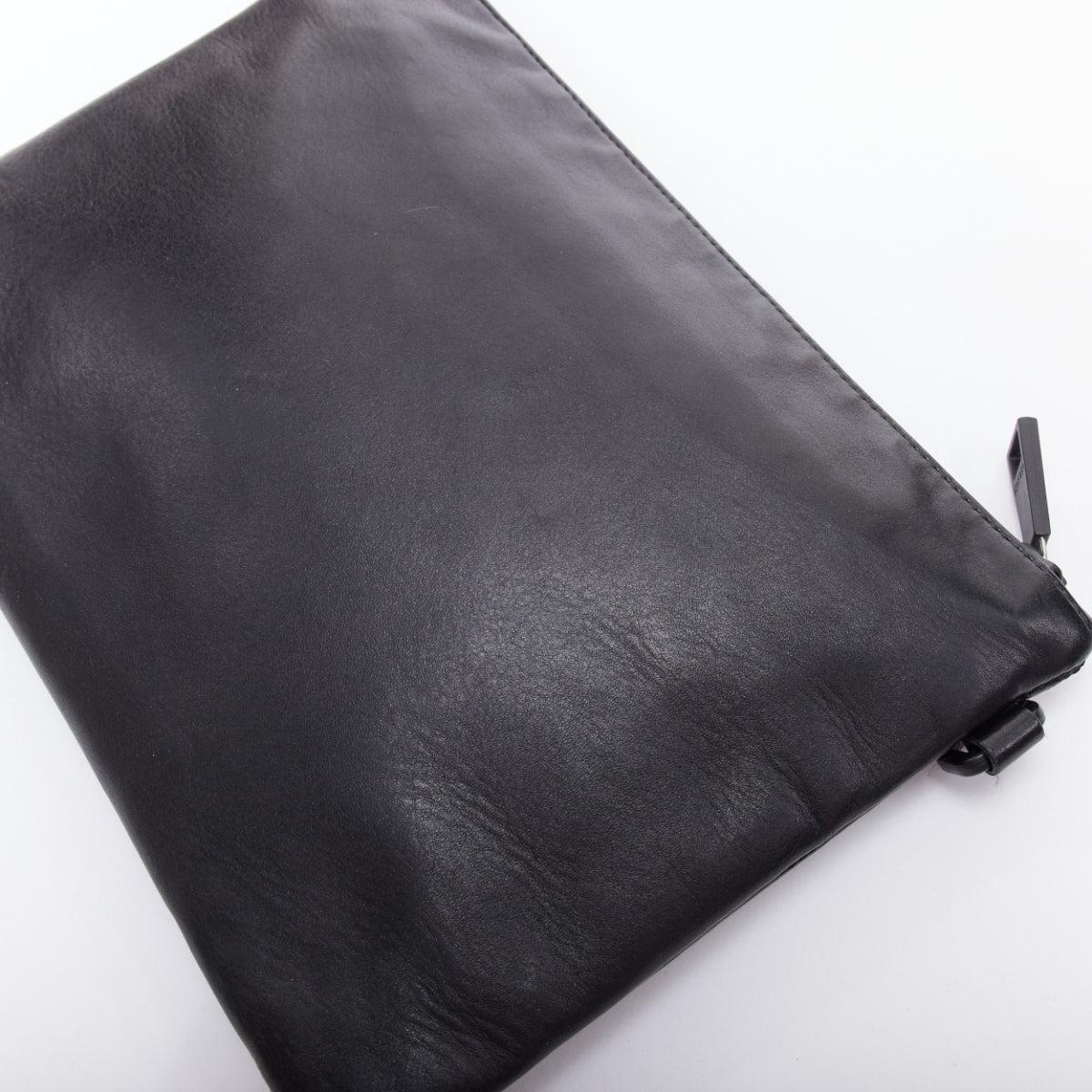 VERSACE La Medusa black quilted greca leather zip clutch bag 2