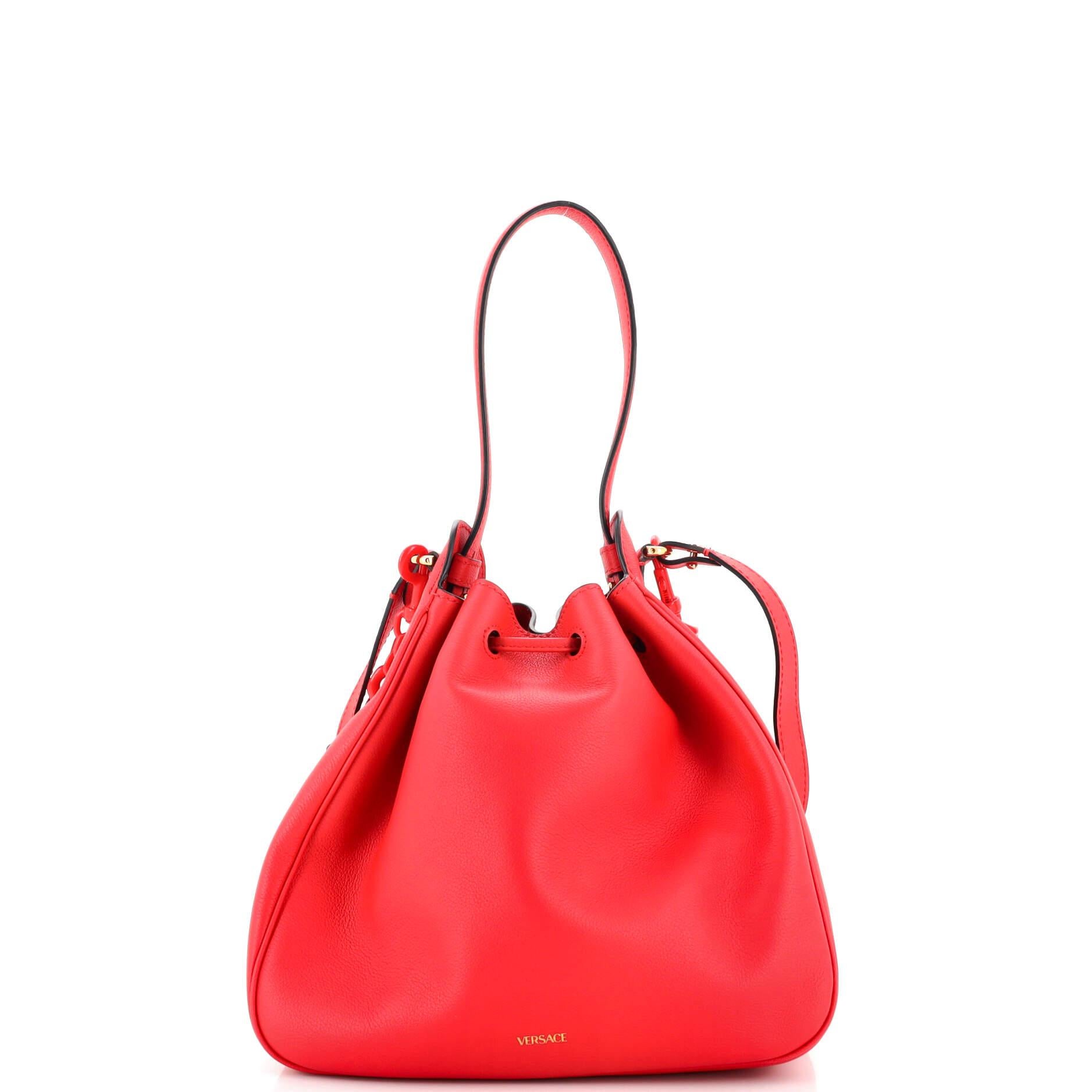 Versace La Medusa Bucket Hobo (Outlet) Leather Large In Good Condition In NY, NY
