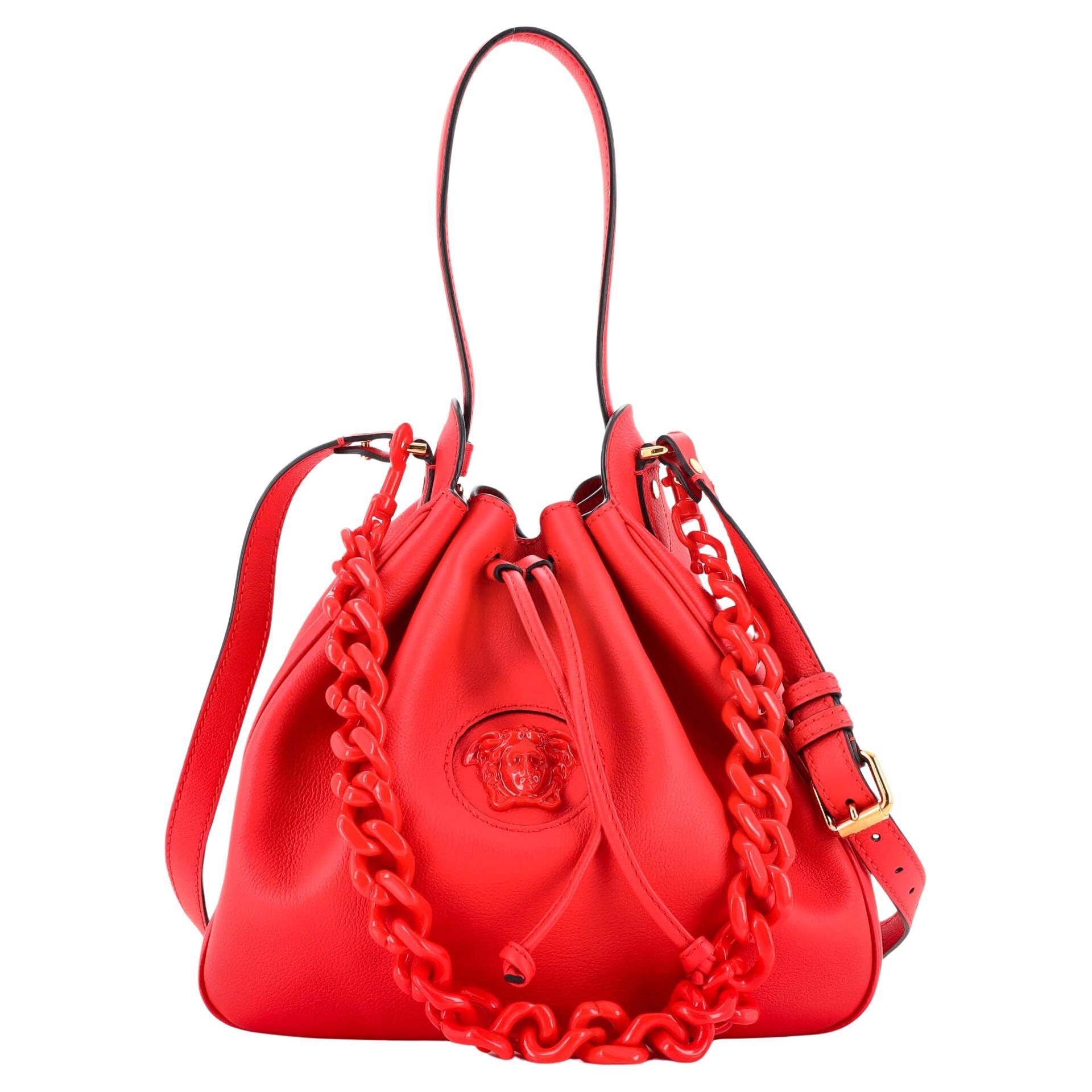 Versace Red Nappa Leather Medusa Shoulder Women's Bag