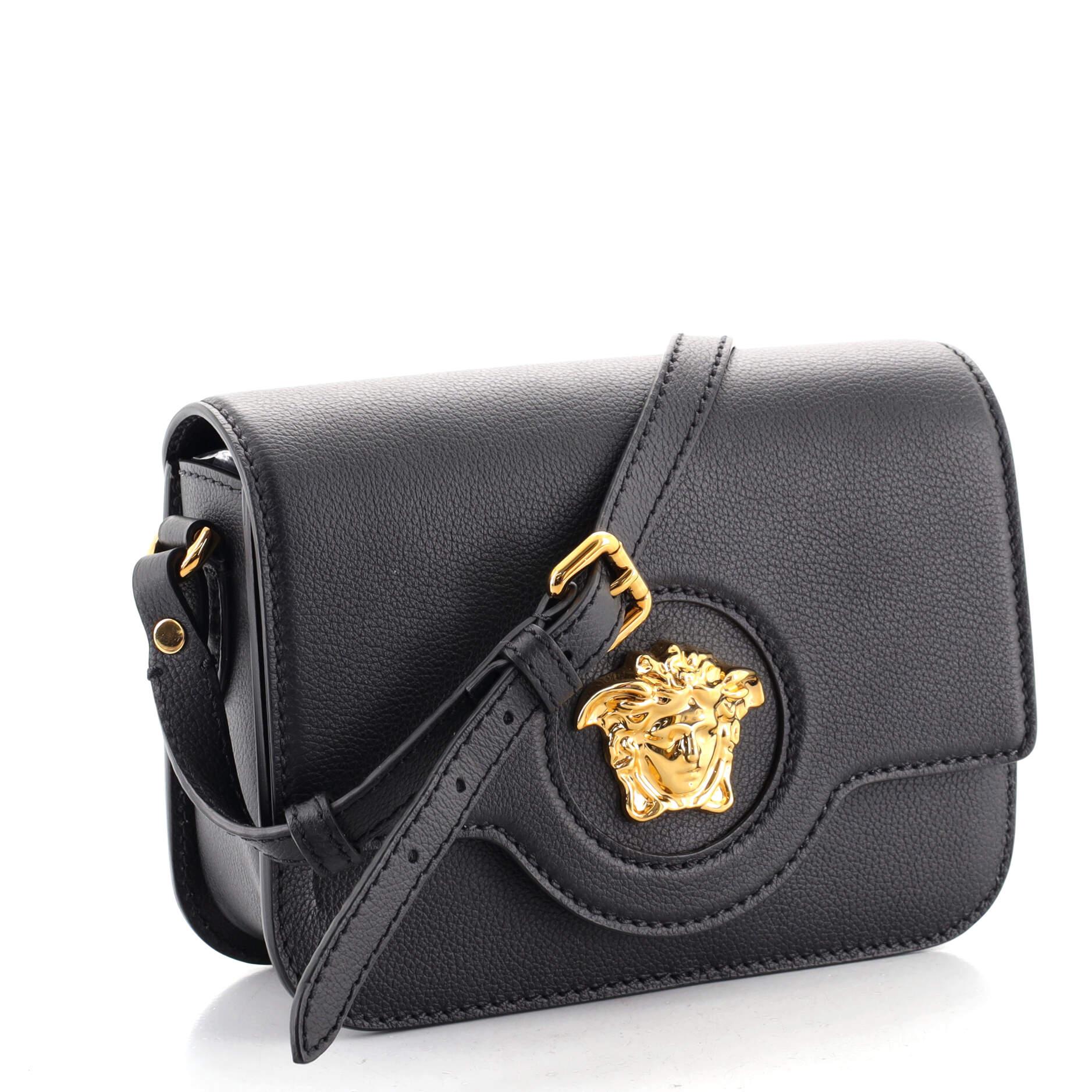 La Medusa Umhängetasche aus Leder mit Klappe von Versace (Schwarz)