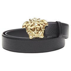VERSACE La Medusa hebilla de oro cinturón de cuero negro 115cm 44-48"