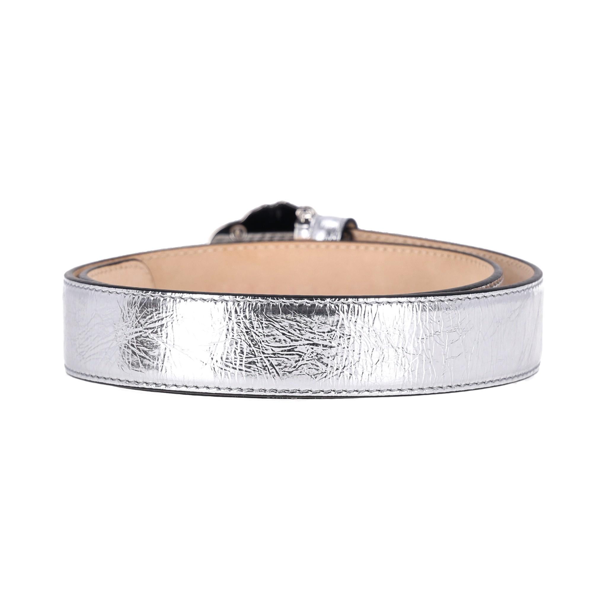 Women's Versace 'La Medusa' Metallic Leather Belt For Sale