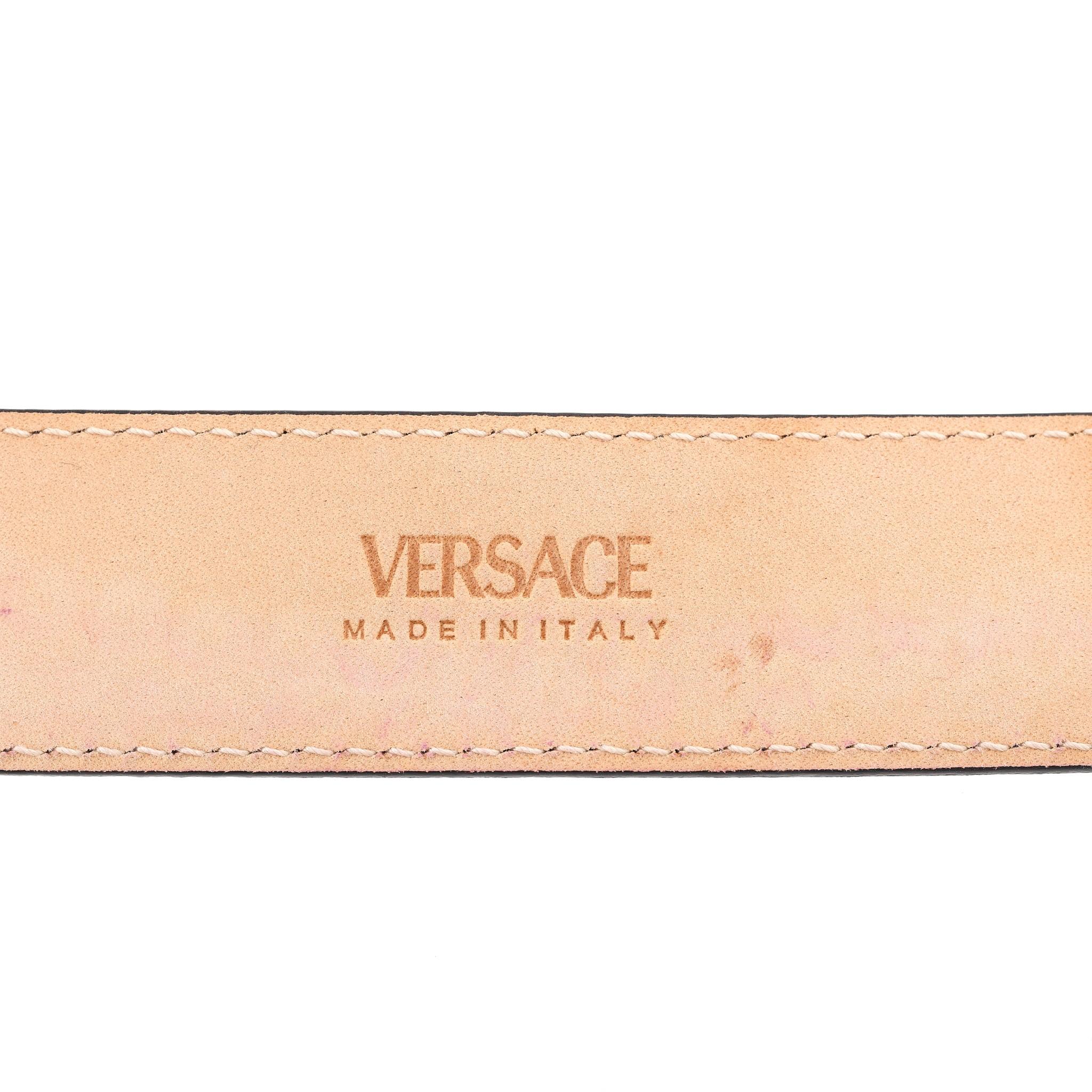 Versace 'La Medusa' Metallic Leather Belt For Sale 3