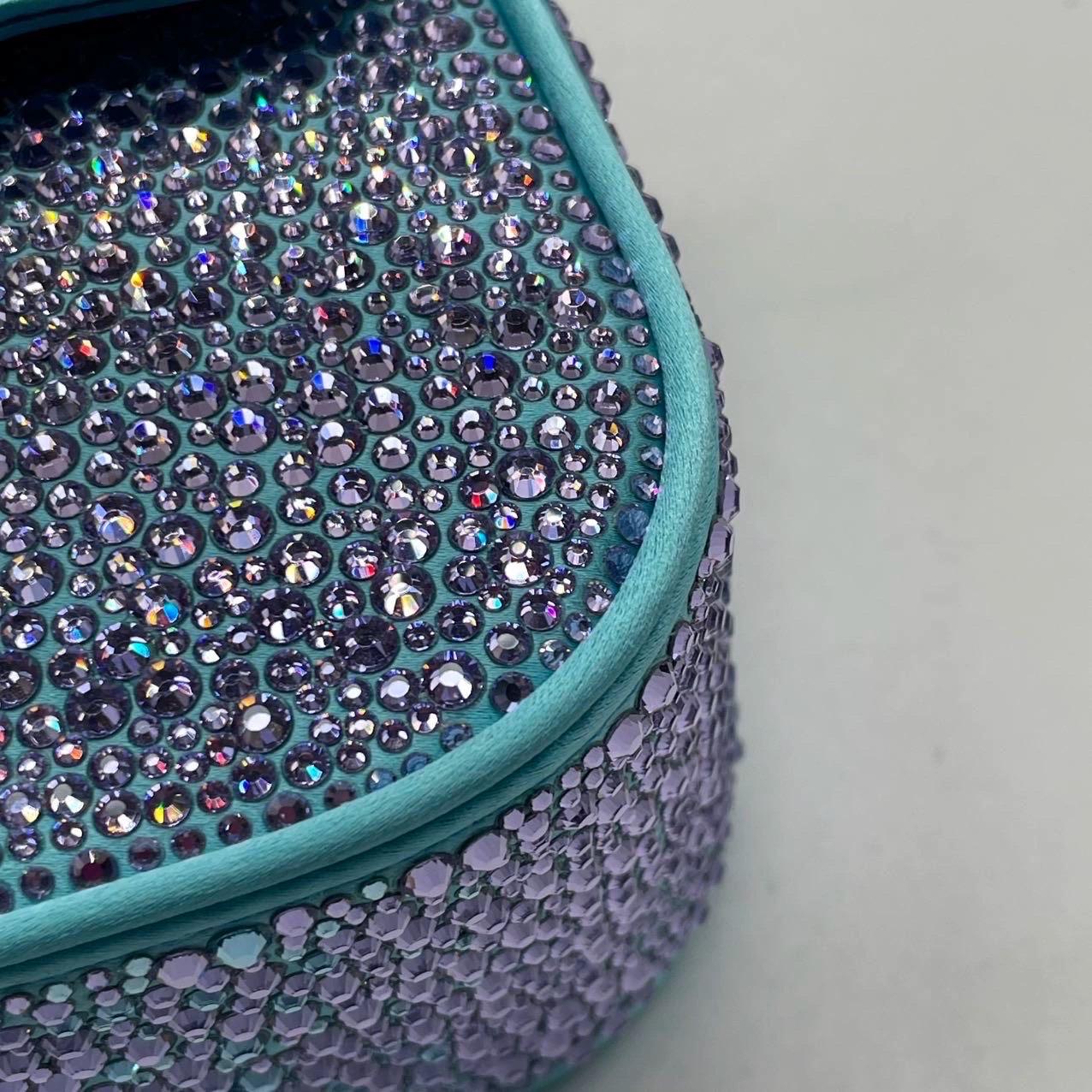 Versace La Medusa Mini Crystal Embellished Top Handle Bag in Blue Pink Disney Co For Sale 9