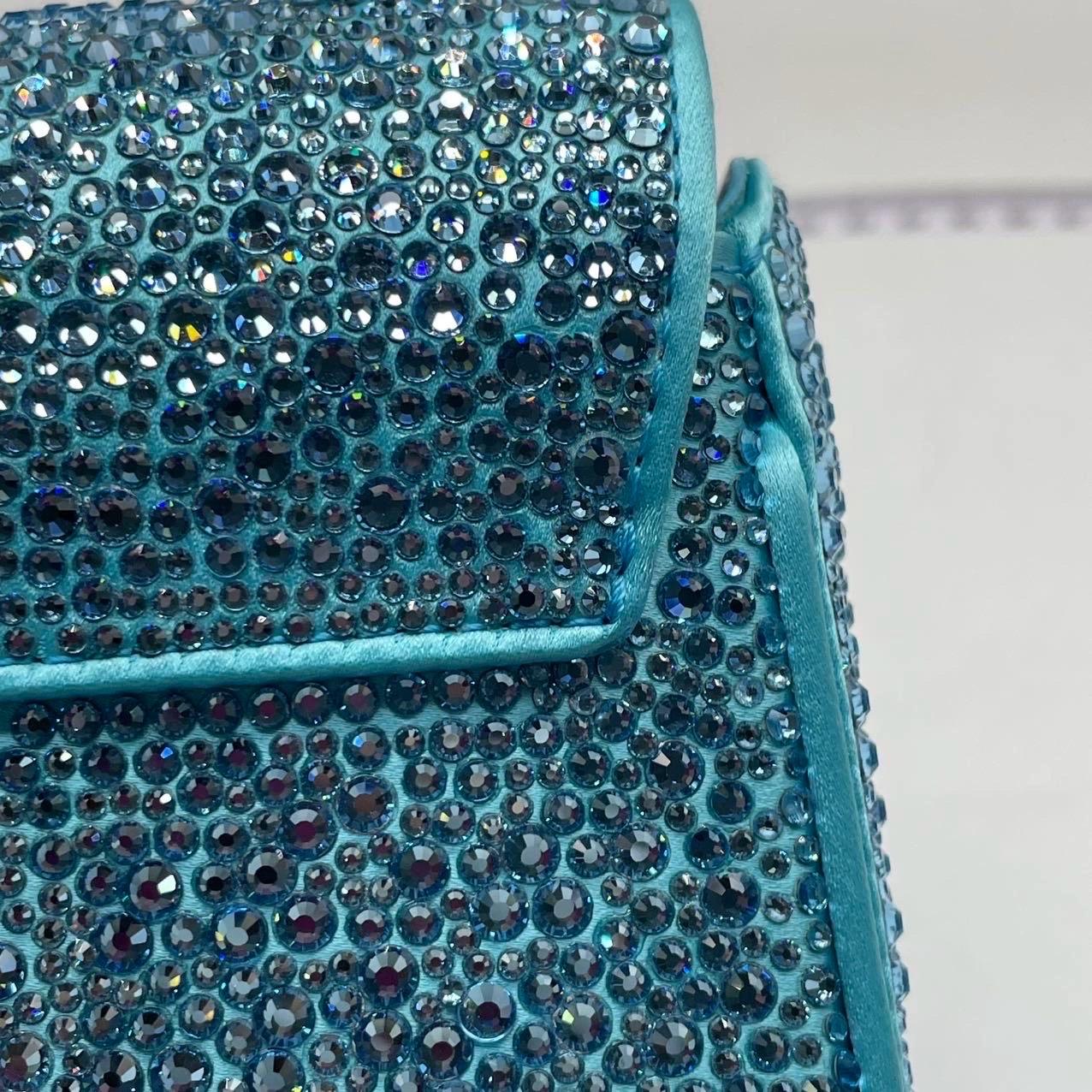 Versace La Medusa Mini Crystal Embellished Top Handle Bag in Blue Pink Disney Co For Sale 12