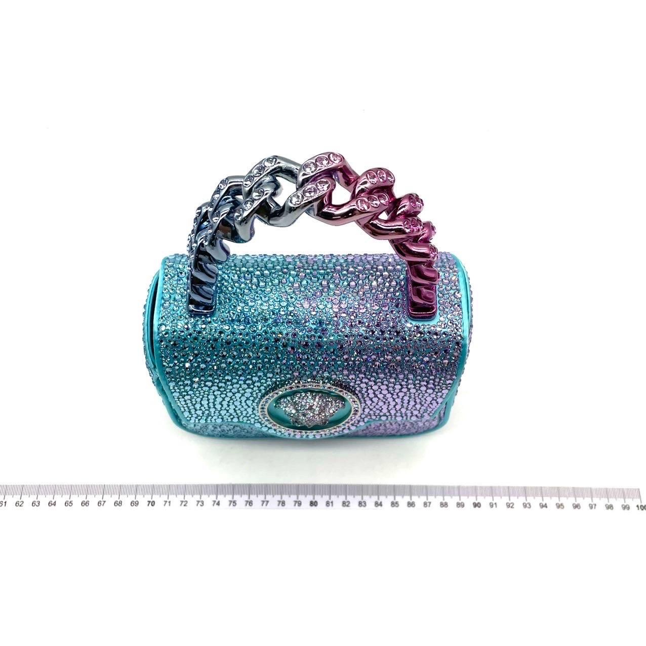 Versace La Medusa Mini Crystal Embellished Top Handle Bag in Blue Pink Disney Co For Sale 1