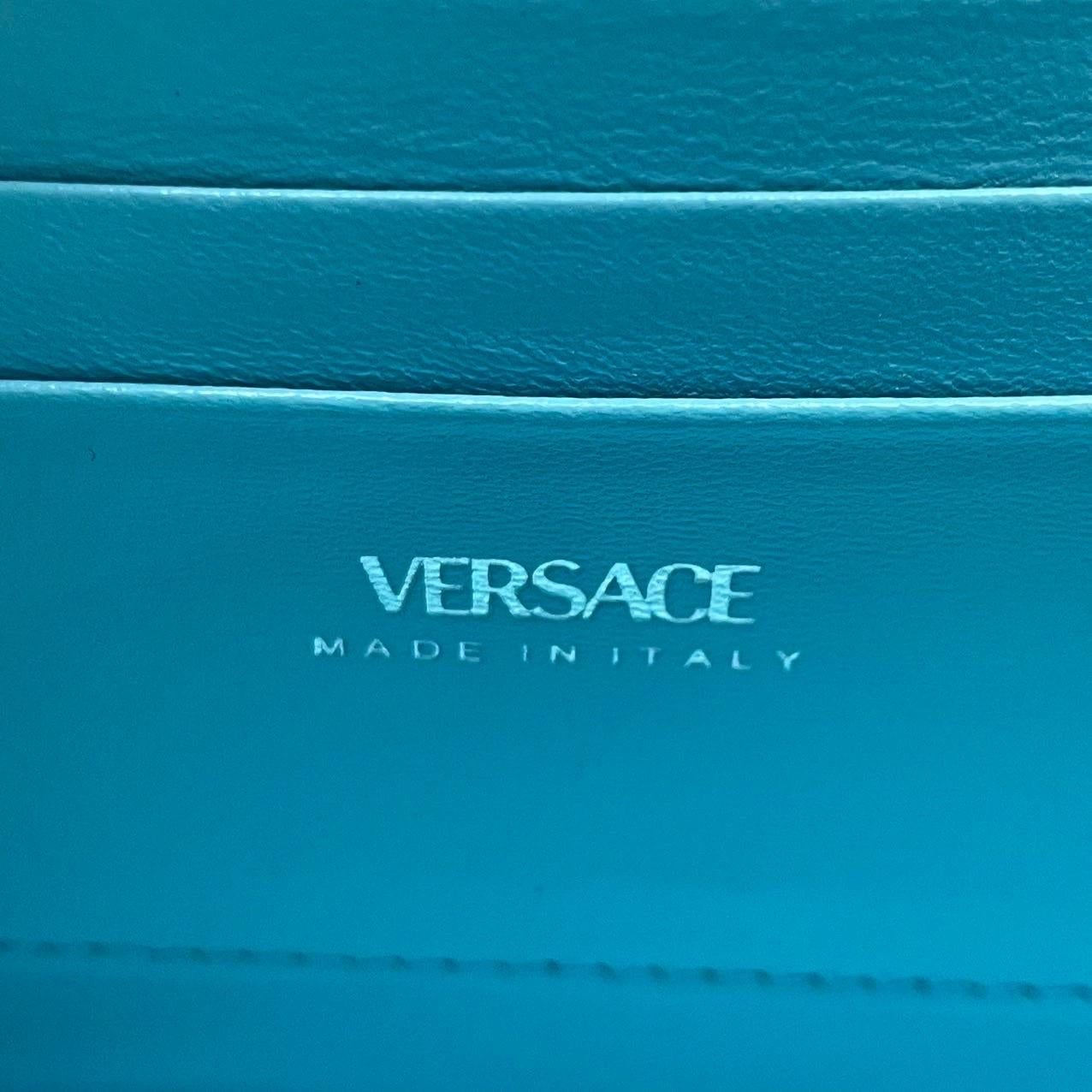 Versace La Medusa Mini Crystal Embellished Top Handle Bag in Blue Pink Disney Co For Sale 4