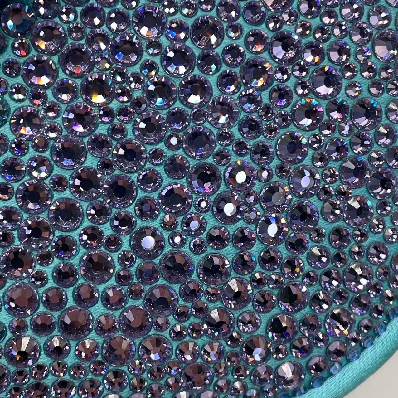 Versace La Medusa Mini Crystal Embellished Top Handle Bag in Blue Pink 9