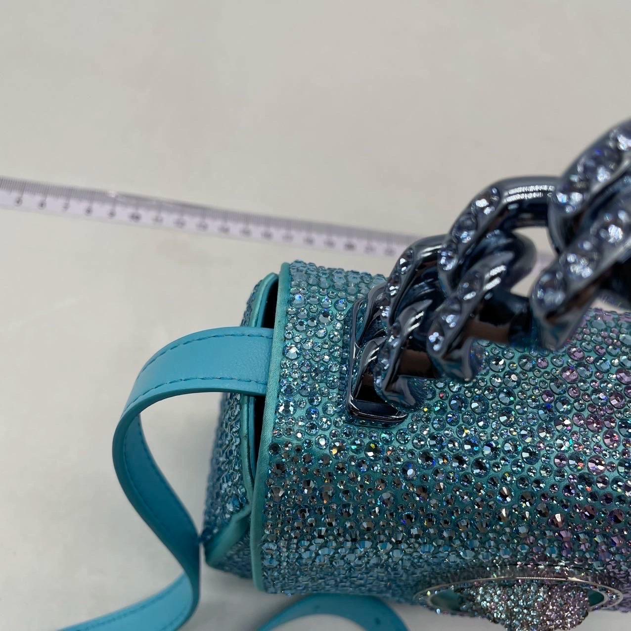 Versace La Medusa Mini Crystal Embellished Top Handle Bag in Blue Pink 10