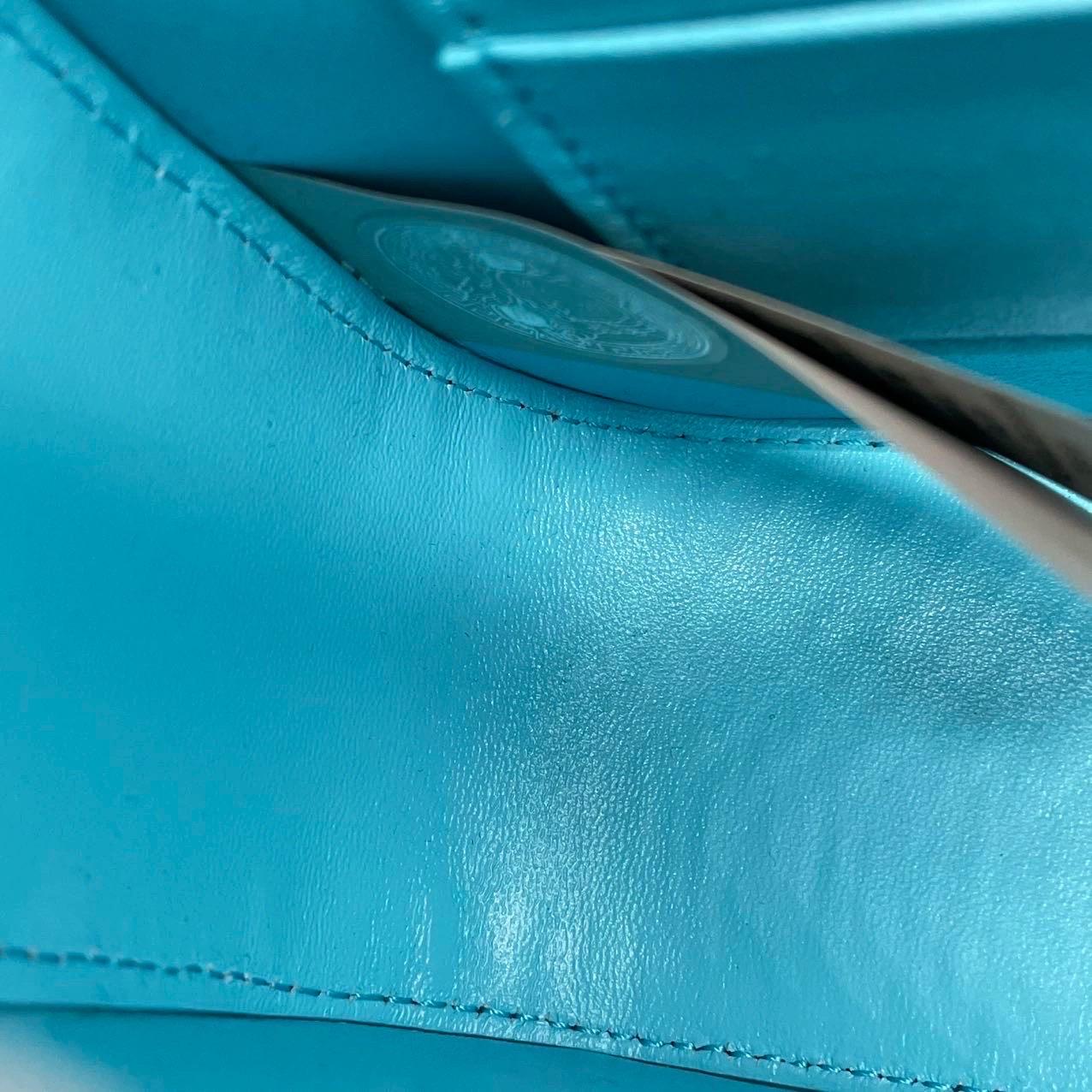 Versace La Medusa Mini Crystal Embellished Top Handle Bag in Blue Pink 12