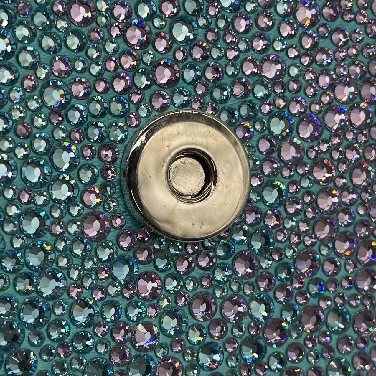 Versace La Medusa Mini Crystal Embellished Top Handle Bag in Blue Pink 14