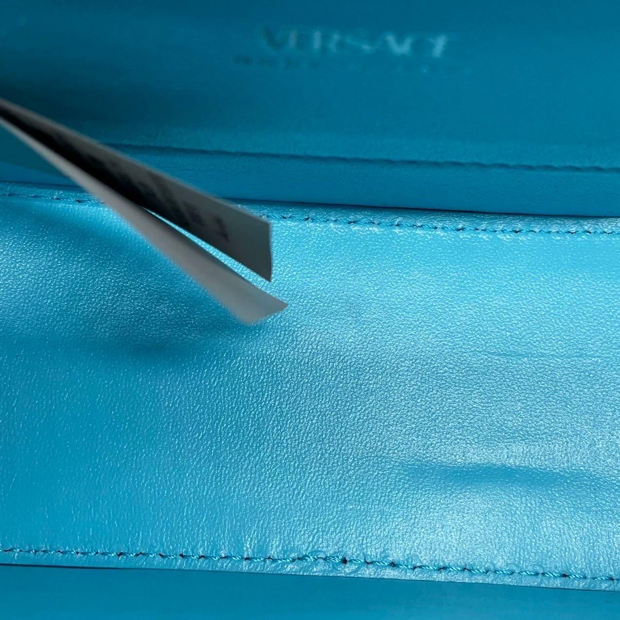 Versace La Medusa Mini Crystal Embellished Top Handle Bag in Blue Pink 15