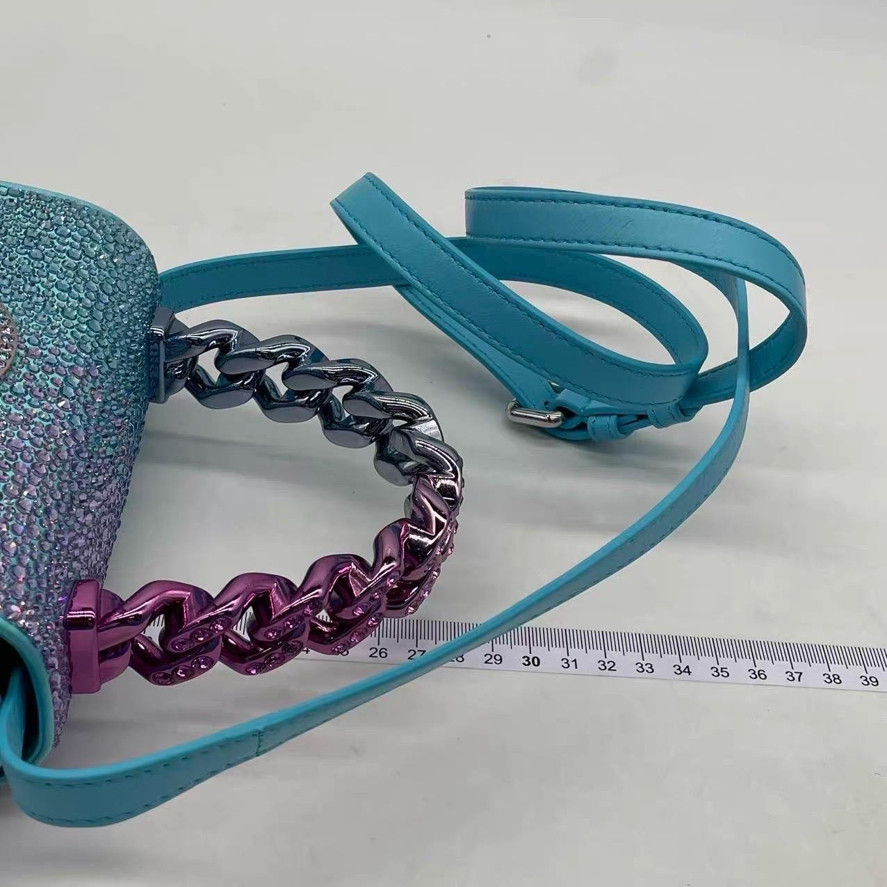 Versace La Medusa Mini Crystal Embellished Top Handle Bag in Blue Pink 16