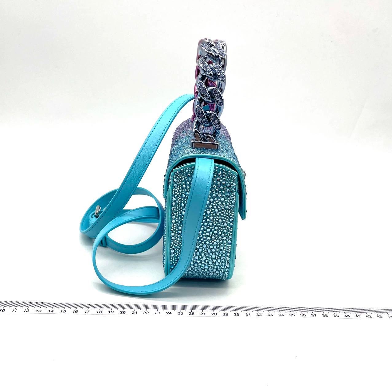 Versace La Medusa Mini Crystal Embellished Top Handle Bag in Blue Pink 1