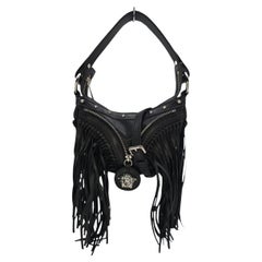 Versace La Medusa Repeat Fringed Mini Shoulder Hobo Bag