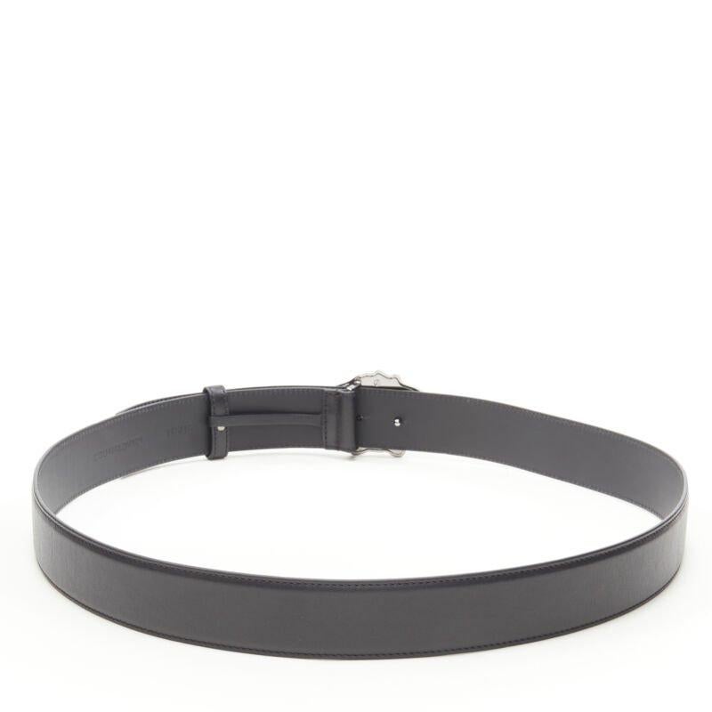 VERSACE La Medusa ruthenium silver buckle black leather belt 110cm 42-46
