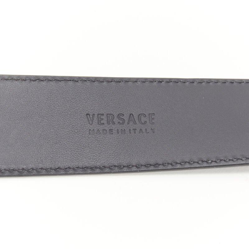 VERSACE La Medusa ruthenium silver buckle black leather belt 110cm 42-46