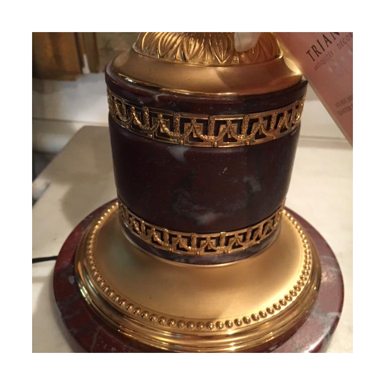 Versace Lamp, Neoclassical Bronze and Red Marble Base 1