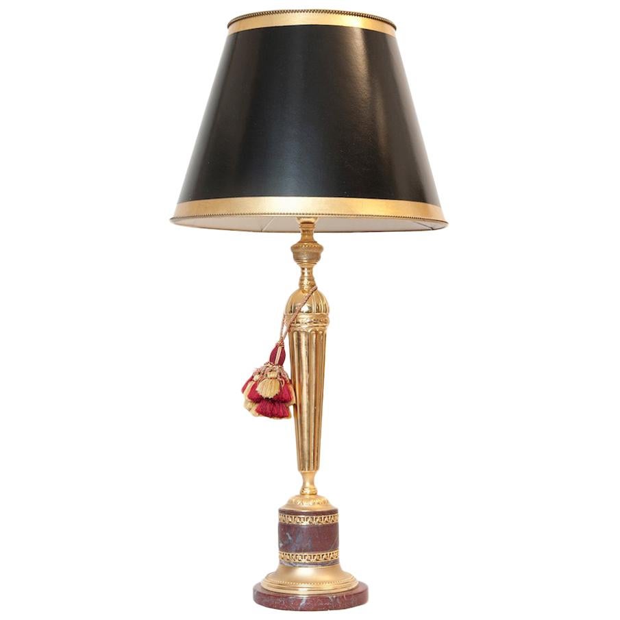 Versace Lamp, Neoclassical Bronze and Red Marble Base