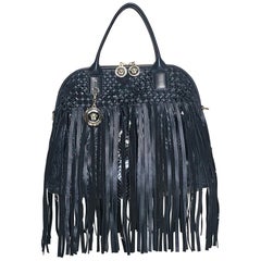 VERSACE LARGE FRINGED VANITAS Black HANDBAG/SHOULDER BAG