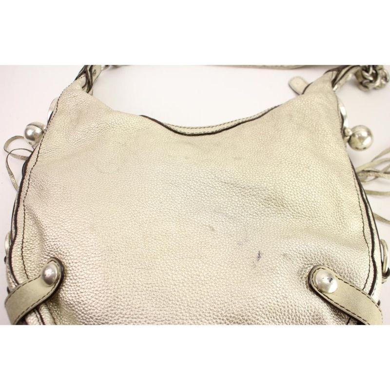 Versace Large Metallic Silver Leather Chain Hobo 22VER104 For Sale 5