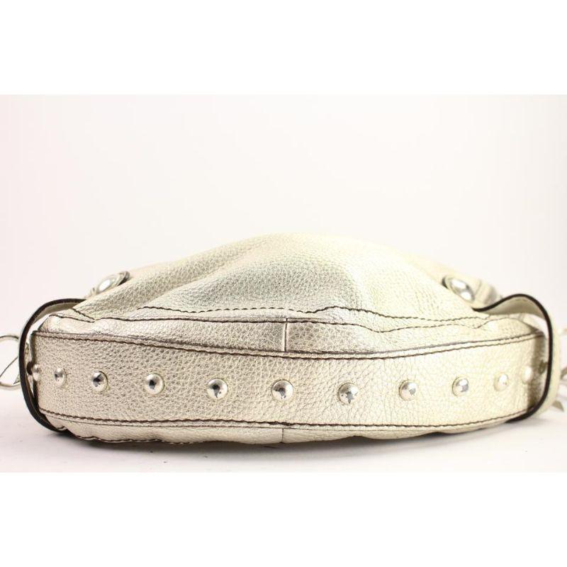 Versace Large Metallic Silver Leather Chain Hobo 22VER104 For Sale 3