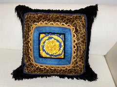 Versace Large Pillow with Animal Print Velvet and Silk
