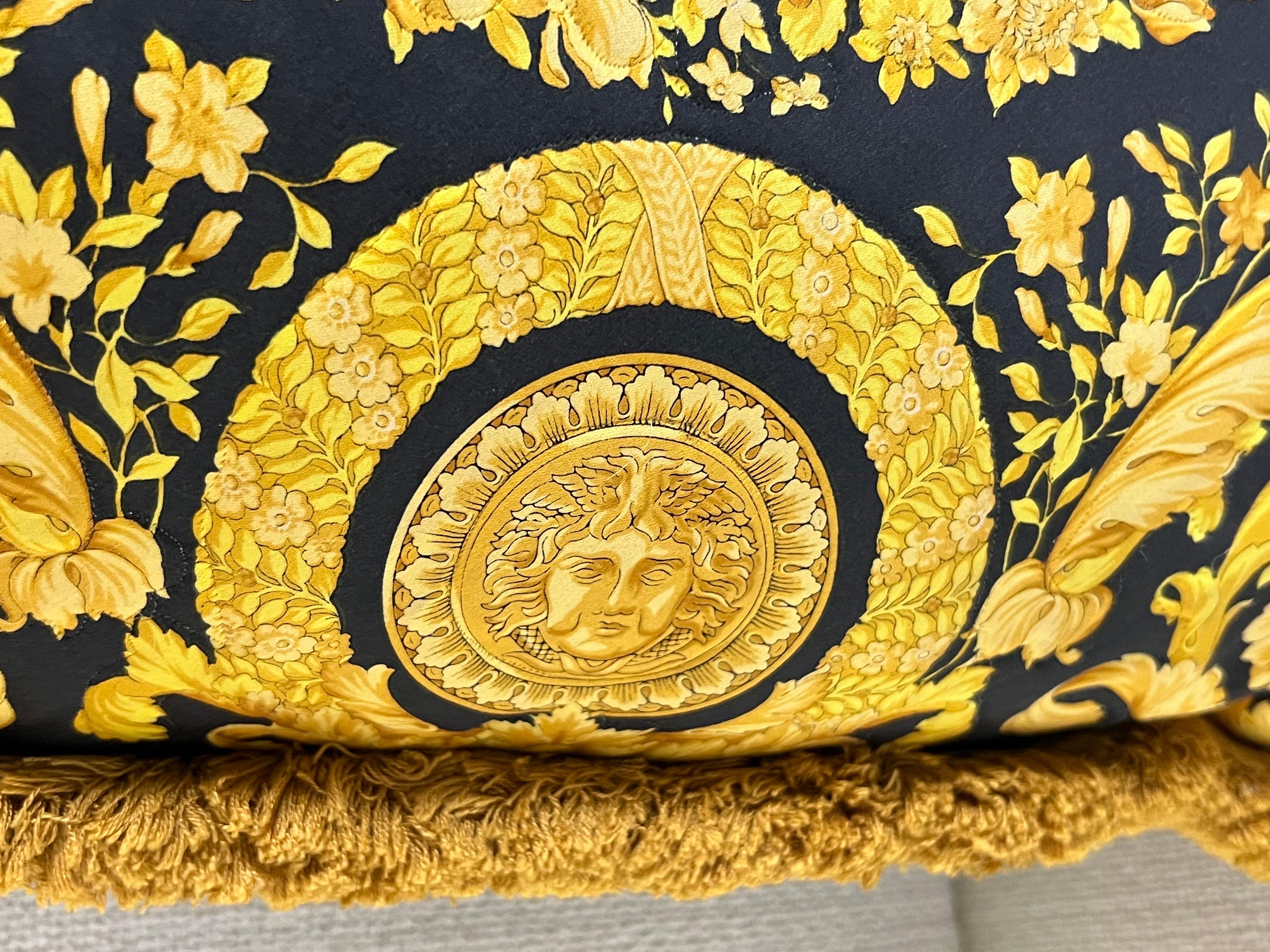 Versace Large Square Pillow wit Velvet Back In Good Condition For Sale In Miami, FL