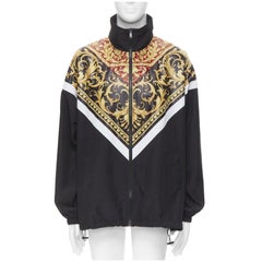 VERSACE Le Pop Classique black red Barocco print nylon track jacket IT52 XL