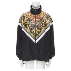 Chaqueta de chándal de nailon con estampado Barocco negro rojo VERSACE Le Pop Classique IT52 XL