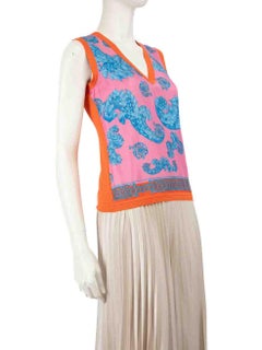 Versace Leaf Pattern Silk Vest Size XS