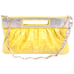 Versace Leather Clutch Croco Print - yellow 2008