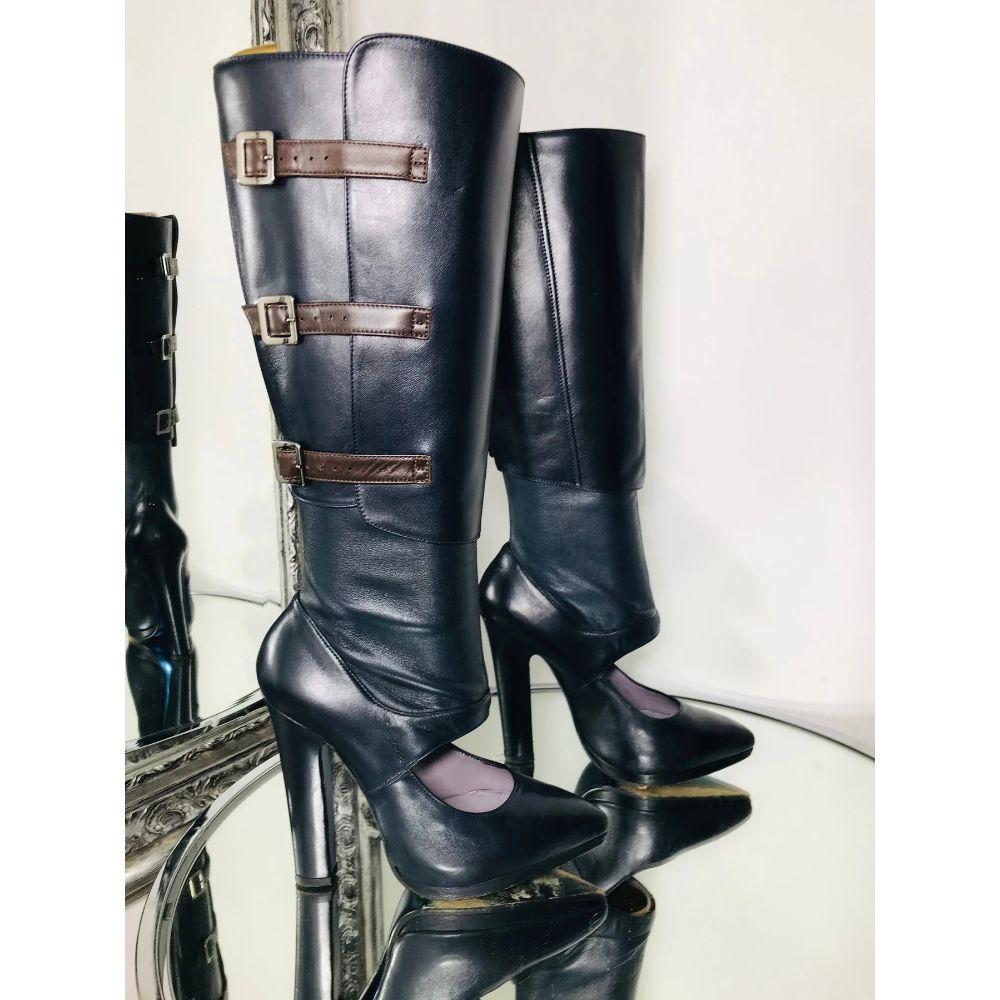 Black Versace Leather Cut Out Boots  For Sale