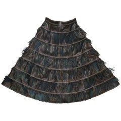 Jupe midi à franges en cuir Versace:: années 1980