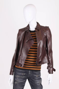 Versace Leather Jacket - dark brown