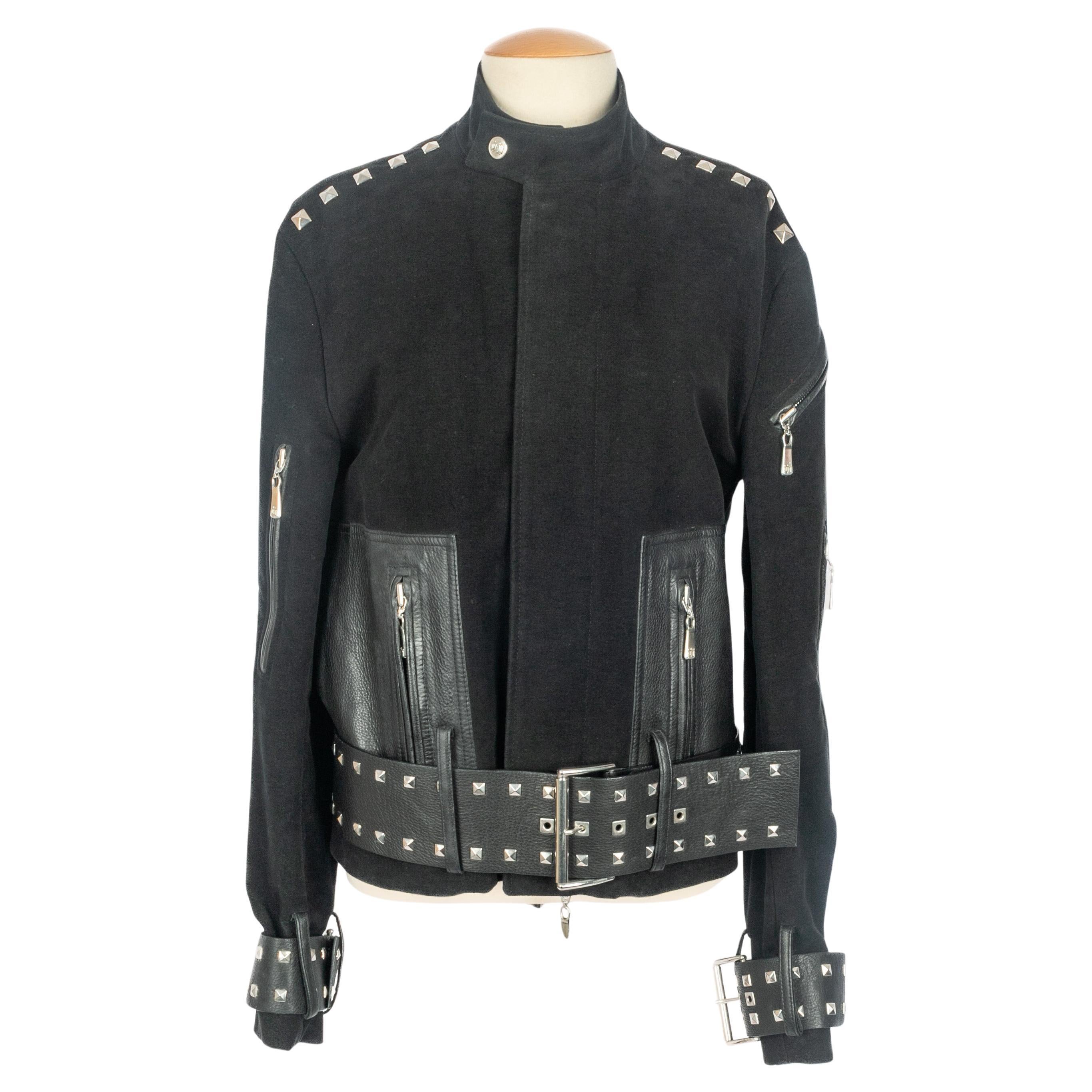 Versace leather jacket For Sale