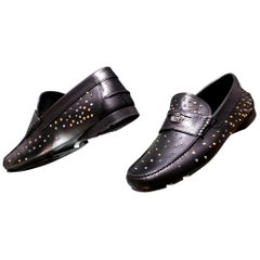 VERSACE LEATHER LOAFERS with MEDUSA and DIAMOND SHAPE STUDS 43 - 10