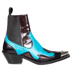 Versace Leather Medusa Cap Toe Cowboy Boots Size IT 40