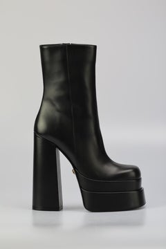 Versace Leather Platform Ankle Boots Eu 40 Uk 7 Us 10