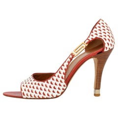 Versace Leather Red Check Retro Heel Shoes 90s