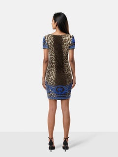 Versace Leopard Print Short Sleeve Dress Size S