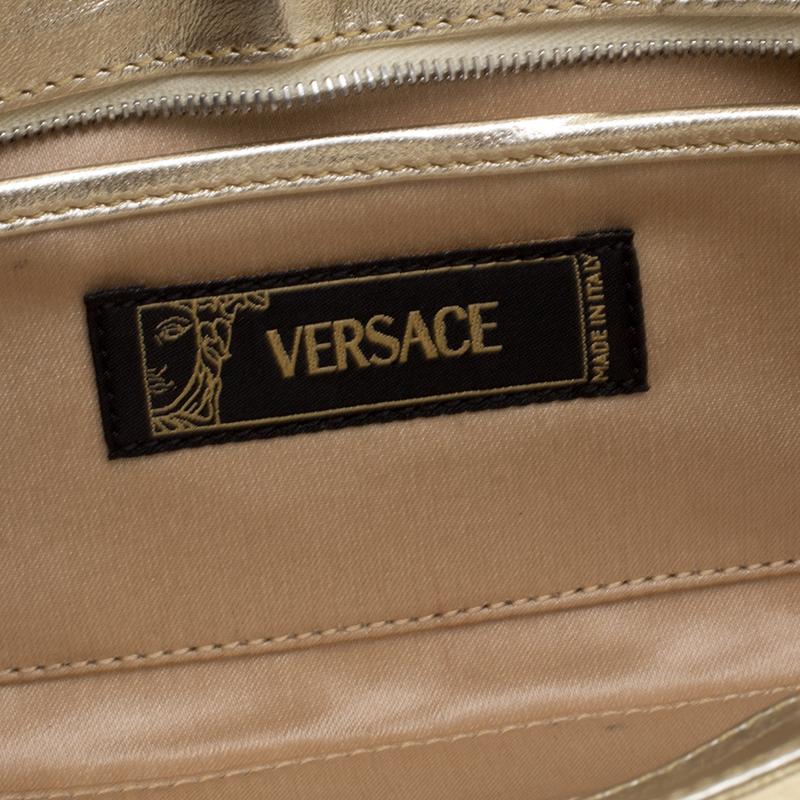 Versace Light Gold Leather Clutch 3