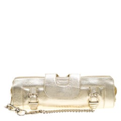 Versace Light Gold Leather Clutch